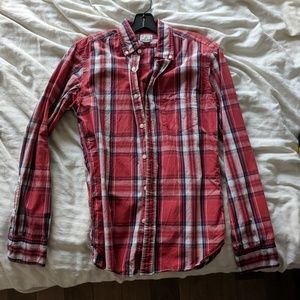 J. Crew red long sleeve button up shirt - size S